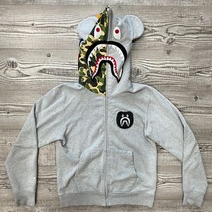 BAPE x MEDICOM BEARBRICK SHARK & BEAR FULL ZIP